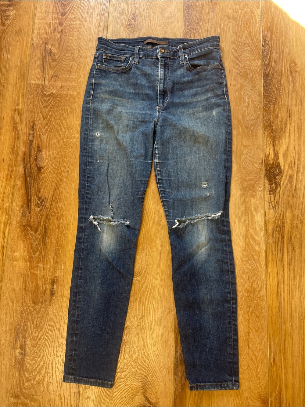 Joe's Jeans Dark Blue High Rise Skinny Ankle Distressed Jeans